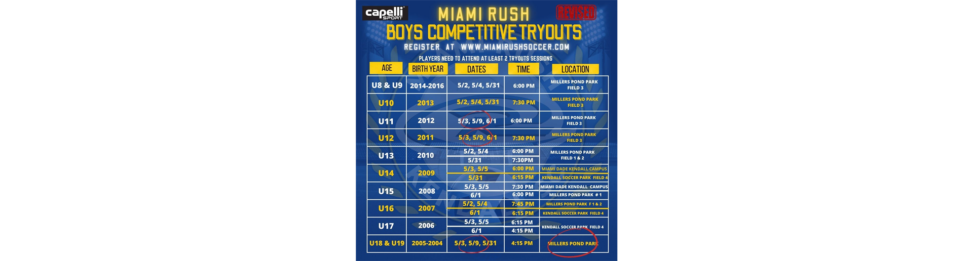 Miami Rush 2022-2023 BoysTryouts